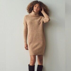 Rachel Zoe Camel Turtleneck Knee Length Sweater Dress